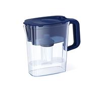 AQUAPHOR Compact 5-Cup Water Filter Pitcher - Dark Blue with 1 x B15 Filter - Fits in The Fridge Door - Reduces Limescale and Chlorine - Ideal for Five Cups