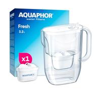 AQUAPHOR Fresh Water Filter Jug (White) 3.2L Fridge fitting design with easy fill lid - BPA free - Inc 1 x Maxfor+ high performance cartridge reducing microplastics and PFAS for better tasting water