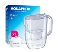 AQUAPHOR Fresh Water Filter Jug (Grey) 3.2L Fridge fitting design with easy fill lid - BPA free - Inc 1 x Maxfor+ high performance cartridge reducing microplastics and PFAS for better tasting water