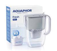 AQUAPHOR Fresh Water Filter Jug (Grey) 3.2L Fridge fitting design with easy fill lid - BPA free - Inc 3 x Maxfor+ high performance cartridge reducing microplastics and PFAS for better tasting water