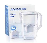 AQUAPHOR Fresh Water Filter Jug (White) 3.2L Fridge fitting design with easy fill lid - BPA free - Inc 3 x Maxfor+ high performance cartridge reducing microplastics and PFAS for better tasting water