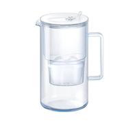 AQUAPHOR Glass White Water Filter Jug - Take to Table Premium Glass Design Jug with Easy-Fill Flip-Open Lid, 2.5L Capacity, 1 X MAXFOR+ Filter Included, Reduces Limescale, Chlorine & Microplastics.