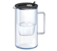 AQUAPHOR Glass Black Water Filter Jug - Take to Table Premium Glass Design Jug with Easy-Fill Flip-Open Lid, 2.5L Capacity, 1 X MAXFOR+ Filter