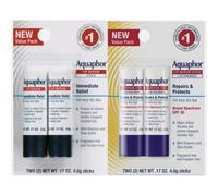 Aquaphor Lip Repair, Moisturizing Lip Balm Multipack (2 Repair sticks + 2 Repair & Protect SPF 30 sticks)