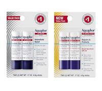 Aquaphor Lip Repair, Moisturizing Lip Balm Multipack (2 Repair sticks + 2 Repair & Protect SPF 30 sticks)
