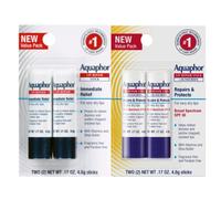Aquaphor Lip Repair, Moisturizing Lip Balm Multipack (2 Repair sticks + 2 Repair & Protect SPF 30 sticks)