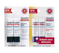 Aquaphor Lip Repair, Moisturizing Lip Balm Multipack (2 Repair sticks + 2 Repair & Protect SPF 30 sticks)