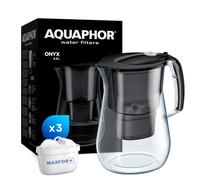 AQUAPHOR Onyx Black Water Filter Jug - Counter Top Design with 4.2L Capacity, 3 X MAXFOR+ Filters Included Reduces Limescale Chlorine & Microplastics