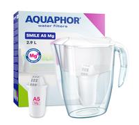 AQUAPHOR Smile Water Filter Jug - 2.9L, Fits Fridge Doors, Lightweight, Space-saving, Includes 1 x A5 350L Filter with added Magnesium, Reduces