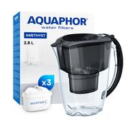 AQUAPHOR Water Filter Jug Amethyst with 3 X MAXFOR+ 200L Cartridge - Capacity 2.8L - Black