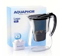 AQUAPHOR Water Filter Jug Lago Black 3.8L with 3 x Maxfor+ Cartridges