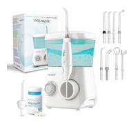Aquapik® Advanced Oral Irrigator | Ideal for Orthodontics, Implants and Sensitive Gums | Whitening Kit + 8 Nozzles | 10 Pressure Levels | Dentist Recommended White