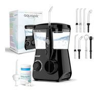 Aquapik® ADVANCED Oral Irrigator | Ideal for Orthodontics, Implants and Sensitive Gums | Whitening Kit + 8 Nozzles | 10 Pressure Levels | Dentist Recommended (Black)