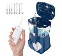 Aquapik® DUO Dental Irrigator: Aquapik® 100 Desktop + Aquapik® Mini Portable | Dentist Recommended + Removes Plaque + Care for Your Implants and Orthodontics | Deep Oral Hygiene