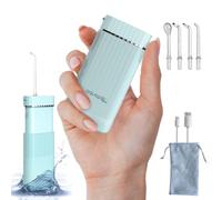 Aquapik® Mini Portable Water Flosser Cordless Compact Design Retractable Water Tank Oral Irrigator for Braces/Orthodontic/Sensitive Gums 4 Nozzles 3 Powers IPX8 Waterproof Ideal for Travel and Office