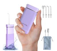 Aquapik® Mini Portable Water Flosser Cordless Compact Design Retractable Water Tank Oral Irrigator for Braces/Orthodontic/Sensitive Gums 4 Nozzles 3 Powers IPX8 Waterproof Ideal for Travel and Office