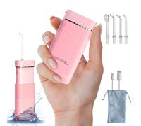 Aquapik® Mini Portable Water Flosser Cordless Compact Design Retractable Water Tank Oral Irrigator for Braces/Orthodontic/Sensitive Gums 4 Nozzles 3 Powers IPX8 Waterproof Ideal for Travel and Office