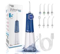 Aquapik® Portable Water Flosser UltraCare Plus | Removes Plaque + Recommended by Dentists + Protects Implants and Orthodontics | Oral Irrigator with 8 Nozzles + 5 Modes of Use + 300 ml Reservoir