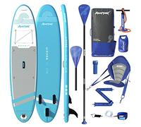 AQUAPLANET Inflatable Kayak Paddle Board Kit - Rockit, Blue | 10.2 Foot | Ideal for SUP Beginners & Experts | Includes Convertible Paddle, Seat, Fin, Pump, Repair Kit, Backpack, Leash, Dry Bag & Strap