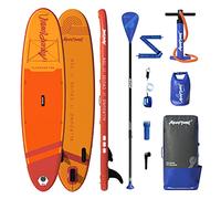 AQUAPLANET Inflatable Stand Up Paddle Board Kit - All Round Ten | 10 Foot | Ideal for SUP Beginners & Experts | Includes Fin, Paddle, Pump, Repair Kit, Backpack, Leash, Dry Bag, Carry Strap (Orange)