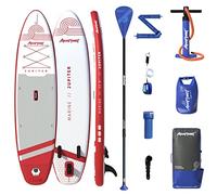 AQUAPLANET Inflatable Stand Up Paddle Board Kit - Jupiter, White & Red | 11.6Ft x 32" | Ideal for beginners & expert | Includes Fin, Paddle, Pump, Repair Kit, Backpack, Leash, Dry Bag, Carry Strap