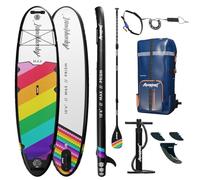 AQUAPLANET Inflatable Stand Up Paddle Board Kit - Max, Rainbow | 10.6 Foot | Ideal for SUP Beginners & Experts | Includes Fin, Paddle, Pump, Repair Kit, Backpack, Leash, Dry Bag, Carry Strap