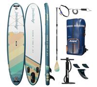 Aquaplanet MAX PLUS 11’8” Inflatable Paddle Board Package for Adult Beginner to Expert, 15cm thick, Extra Stable All Round SUP, Complete Kit with Carbon Paddle, Pump & Premium Carry Bag - Beach