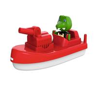 AquaPlay - FireBoat - Accessories Waterways or for the Bathtub, Fire Brigade Boat with Sven the Crocodile, Water Spray Function, for Children from 3 Years 8700000273 Red