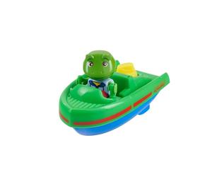 AquaPlay Sports Boat with Wind-Up Motor - Self-Propelled Play Boat, Battery-Free, Robust Wind-up System, Water Toy, Bathtub Pool, Beach, Blue Green, from 2 Years