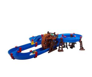 AquaPlay WaterWheel - Two-tier Waterway, Large Water Wheel with Hand Crank, Long Water Slide, Boats with Animal Figures, Outdoor Water Toy, for Children from 3 Years