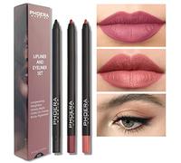 AQUAPURITY PHOERA® Lip Liner and Eye Liner 3Pcs Set, Long Lasting Eyeliner Pencil, Matte Lip Liner Pencil Set, Easy To Colour, Waterproof Shaping Lip Liner Set for Women and Girls (K01)