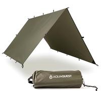 AquaQuest Safari Camping Tarp - Lightweight Durable Rain Fly - Waterproof Camping Essentials for Hiking, Backpacking & Hammock, 4 x 3 m, Olive Drab