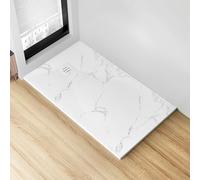 Aquara 1700x900mm SMC Shower Tray, Anti-Slip, Low Profile | Non-Skid Wet Room Base,300kg Load Capacity,Fast Drainage with Waste Outlet,Marble White