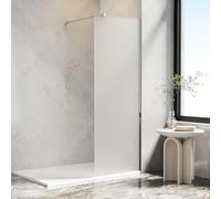 AQUARA 700 x 1900mm Shower Screen, Walk-in Shower Glass Panel with Support Bar - Reversible. Chrome Wet Room Shower Screen with 8mm Easy Clean Frosted Toughened Glass