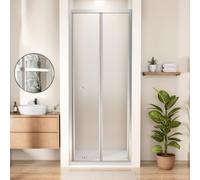 AQUARA 900mm Folding Shower Door Chrome Toughened Glass Enclosure | 5mm Toughened Glass, Matt Black, Reversible, Adjustable Width(850-890mm), Stainless Steel