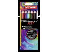 STABILO Aquacolor ARTY Watercolour Colouring Pencils Pack of 12 with 12 Colours (Assorted)
