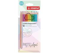 STABILOaquacolor Colouring Pencil - Pastellove - Pack of 12 - Assorted Colours