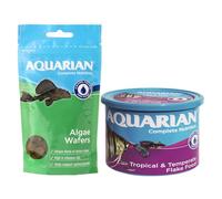 Aquarian Aquarium Fish Food Bundle Tropical Flakes 200g + Algae Wafers 255g