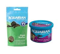 Aquarian Aquarium Fish Food Bundle Tropical Flakes 50g + Algae Wafers 85g