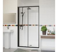 Aquariss 1000x1900mm Sliding Shower Enclosure Black | Quick Assemble, Aluminum Profile, 6mm Tempered Glass, Easy Clean, Stainless Steel Handle, Wall Adjustable, Reversible