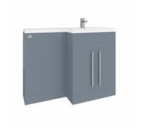 Aquariss 1100mm L Shape Right Hand Combination Vanity Unit Furniture Storage Gloss Grey Painting Sink Unit & BTW Toilet Unit - Flat Packed