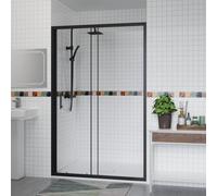 Aquariss 1200x800mm Shower Enclosure Wetroom Cubicle Matte Black with 1200mm Sliding Shower Screen Door 6mm Easy Clean Glass, White SMC Anti Slip Shower Tray and Free Waste