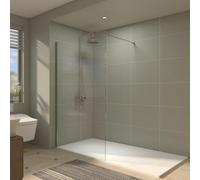 Aquariss 1400mm Chrome Walkin Shower Screen 8mm Safety Clear Shower Glass Door Panel Reversible Easy Clean Wetroom Shower Enclosure Cubicle