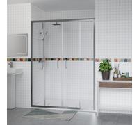 Aquariss 1500x800mm Shower Enclosure Wetroom Cubicle Chrome with 1500mm Sliding Double Shower Screen Doors 6mm Easy Clean Glass, White SMC Anti Slip Shower Tray and Free Waste