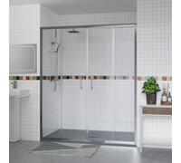 Aquariss 1600x700mm Shower Enclosure Wetroom Cubicle Chrome with 1600mm Sliding Double Shower Screen Doors 6mm Easy Clean Glass, Anthracite SMC Anti Slip Shower Tray and Free Waste