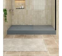 Aquariss 1700 x 800 mm Shower Base Tray + Recessed Riser Kit Anthracite | Slate Effect, Low Profile, Anti Slip SMC Shower Base, Easy Plumb Shower Tray, for Wet Room Shower Enclosure Cubicles, Durable