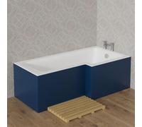 Aquariss 1700mm L Shape Bath Front Panel 18mm MDF Painting Matte Blue Adjustable Height for Bathroom Soaking Tub