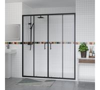 Aquariss 1700x800mm Shower Enclosure Wetroom Cubicle Matte Black with 1700mm Sliding Double Shower Screen Doors 6mm Easy Clean Glass, White SMC Anti Slip Shower Tray and Free Waste