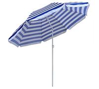 Aquariss 180cm Garden Beach Blue-White Parasol Outdoor Patio Sun Shade Tilting Umbrella