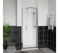 Aquariss 700x700mm Chrome Bifold Shower Door Enclosure with 700mm Self Clean Reversible Folding Shower Screen Cubicle + White SMC Anti Slip Shower Tray and 90mm Waste